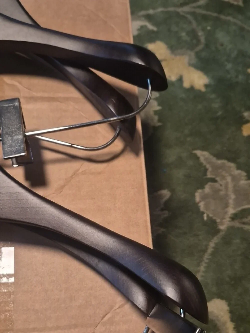 Gucci Dark Brown Wooden Suit Hangers with Silver Metal Clips (Set)